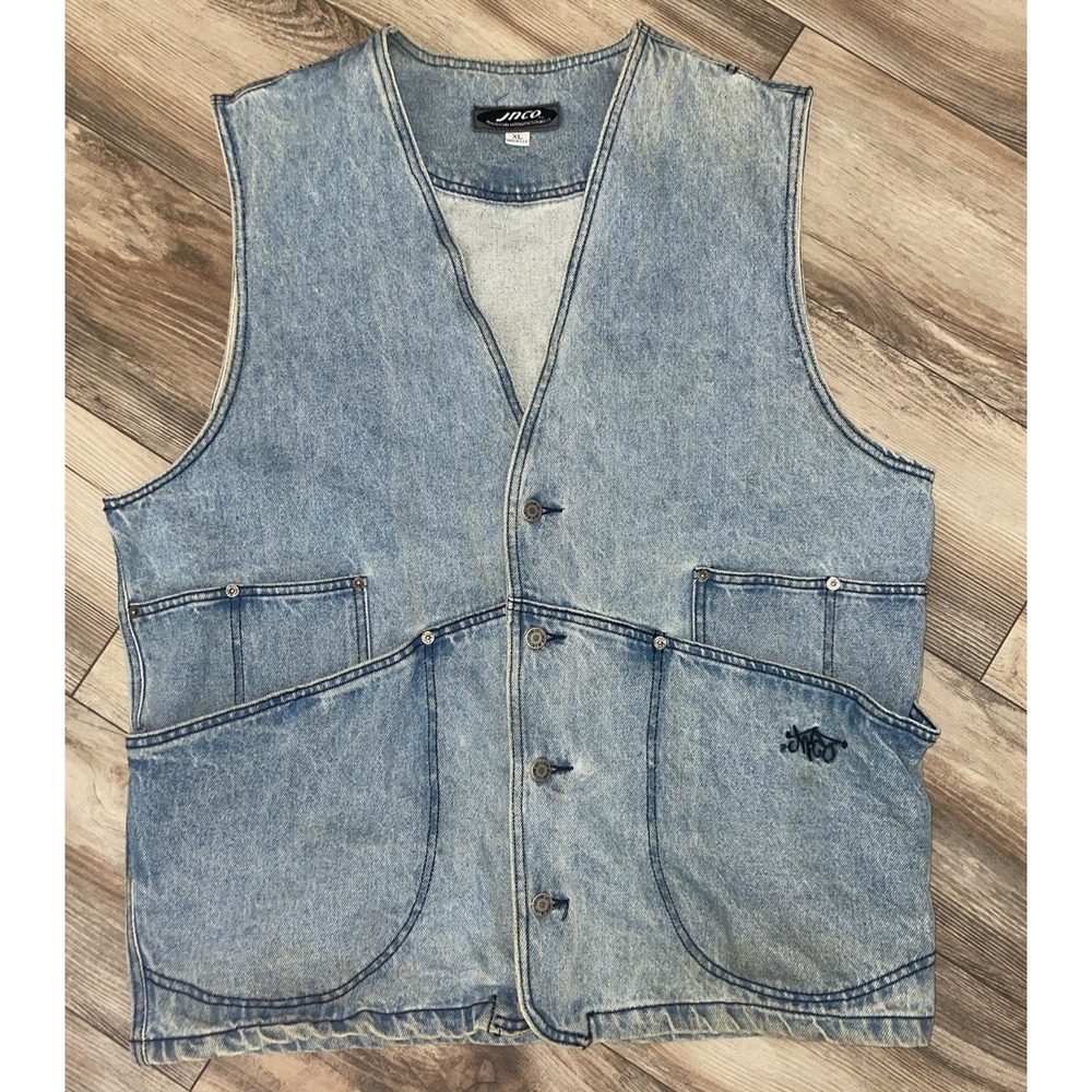 Vintage Jnco 90's Denim Vest Baggy 90s Skater Made In USA Size X-Large